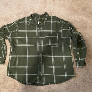Men’s Olive Green Plaid Shirt sz XL